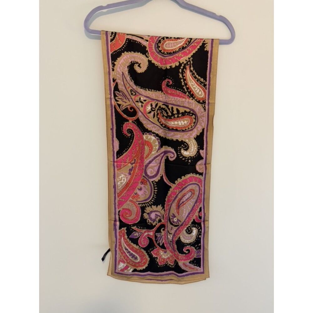 Anne Klein 100% Silk Paisley Scarf Pink Purple
